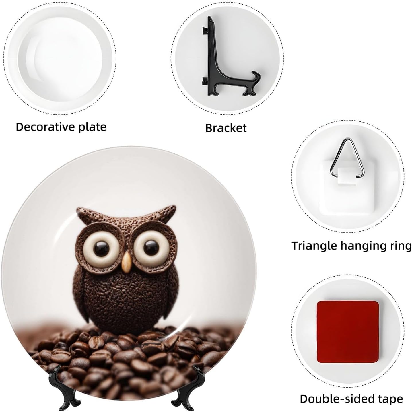 Decorative Plate Art Crafts Bone China Decorative Plate with Display Rack Souvenir Wall Decor Ceramic Ornaments Dinner Plates Ceramic Decoratives Plates for Home Office 10in