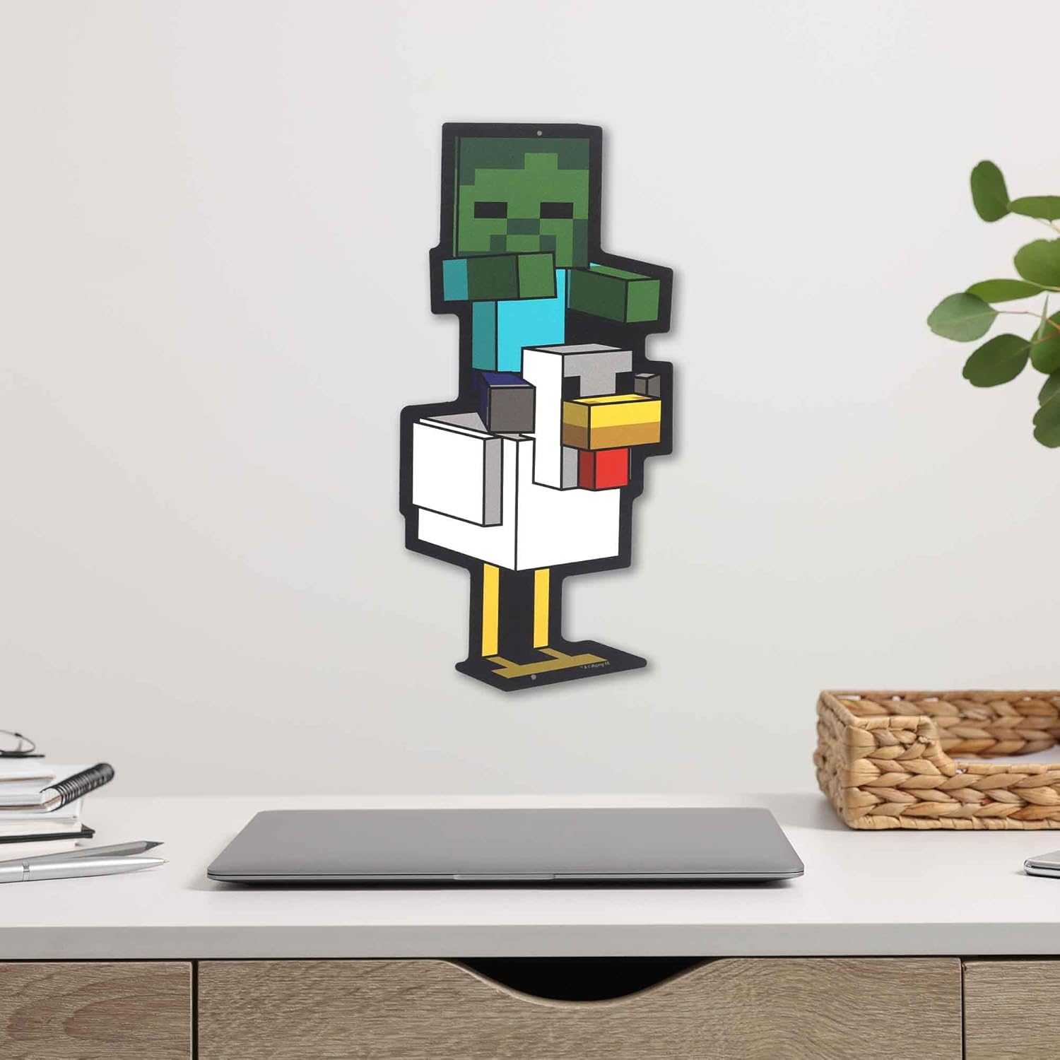 Open Road Brands Minecraft Zombie Chicken Jockey Metal Wall Decor - Fun Minecraft Sign for Bedroom or Game Room