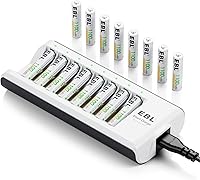 EBL 16-Pack 1100mAh AAA Rechargeable NiMH Batteries 1.2V with 8-Bay Smart Charger - Long-Lasting Low Self-Discharge Power