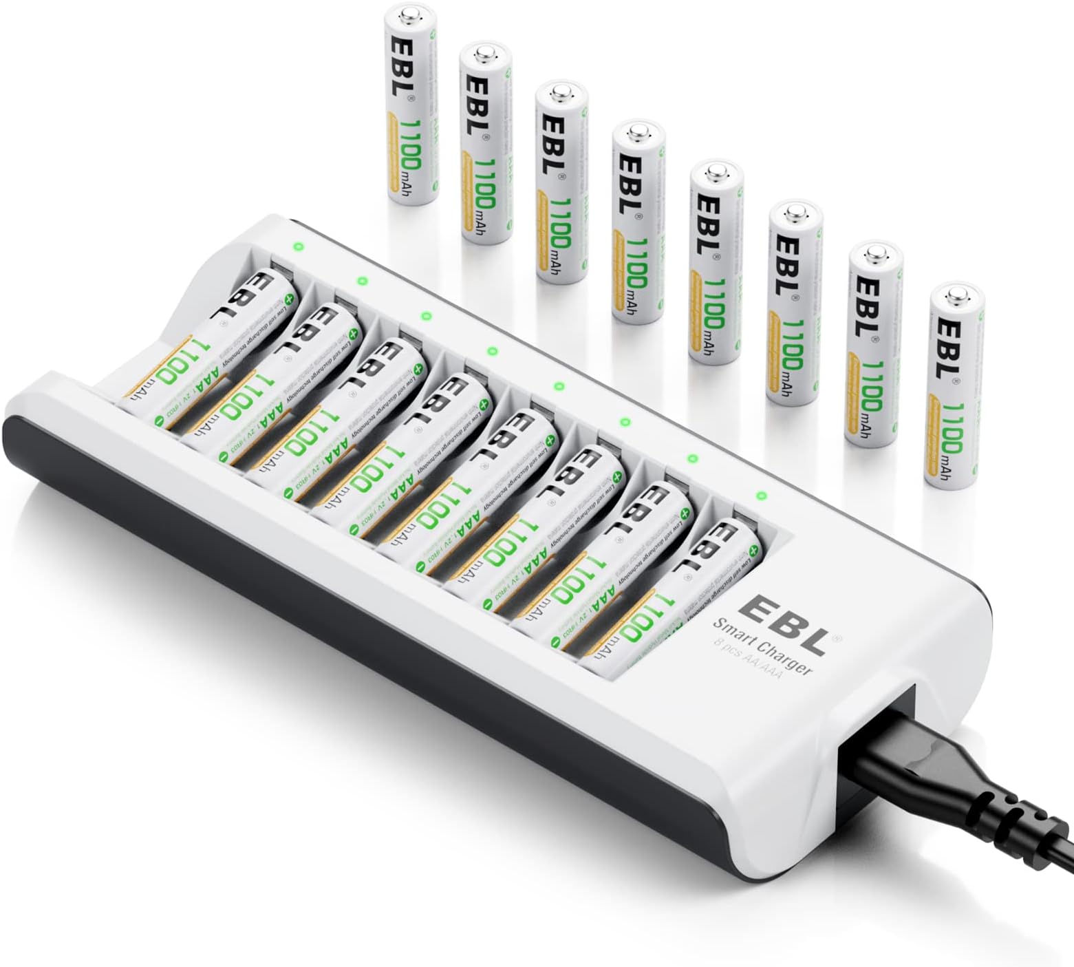 Rechargeable AAA Batteries 1100mAh 1.2V NiMH Triple AAA Battery with Charger (16AAA+Charger)