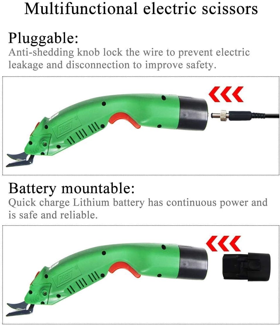 MXBAOHENG WBT-2 Electric Scissors Cordless Scissor for Cutting Fabric with 2 Blunt Blade & 1 Sharp Blade