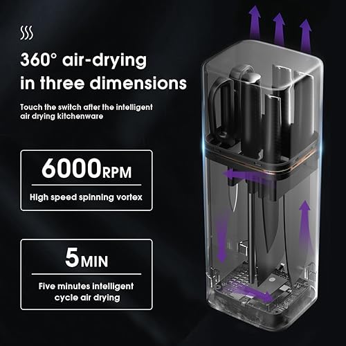 Miniatura 4 de ZEEKMUSS Juego de cuchillos para cocina con bloque, juego de cuchillos de bloque de acero inoxidable de 6 piezas con afilador, tijeras de cocina,