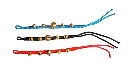 Premium Fancy Goph Patta with 5 Ghungaru for Cow, Horse,Goat,Sheep (Color: Black,Blue,Red)(Set of 3)