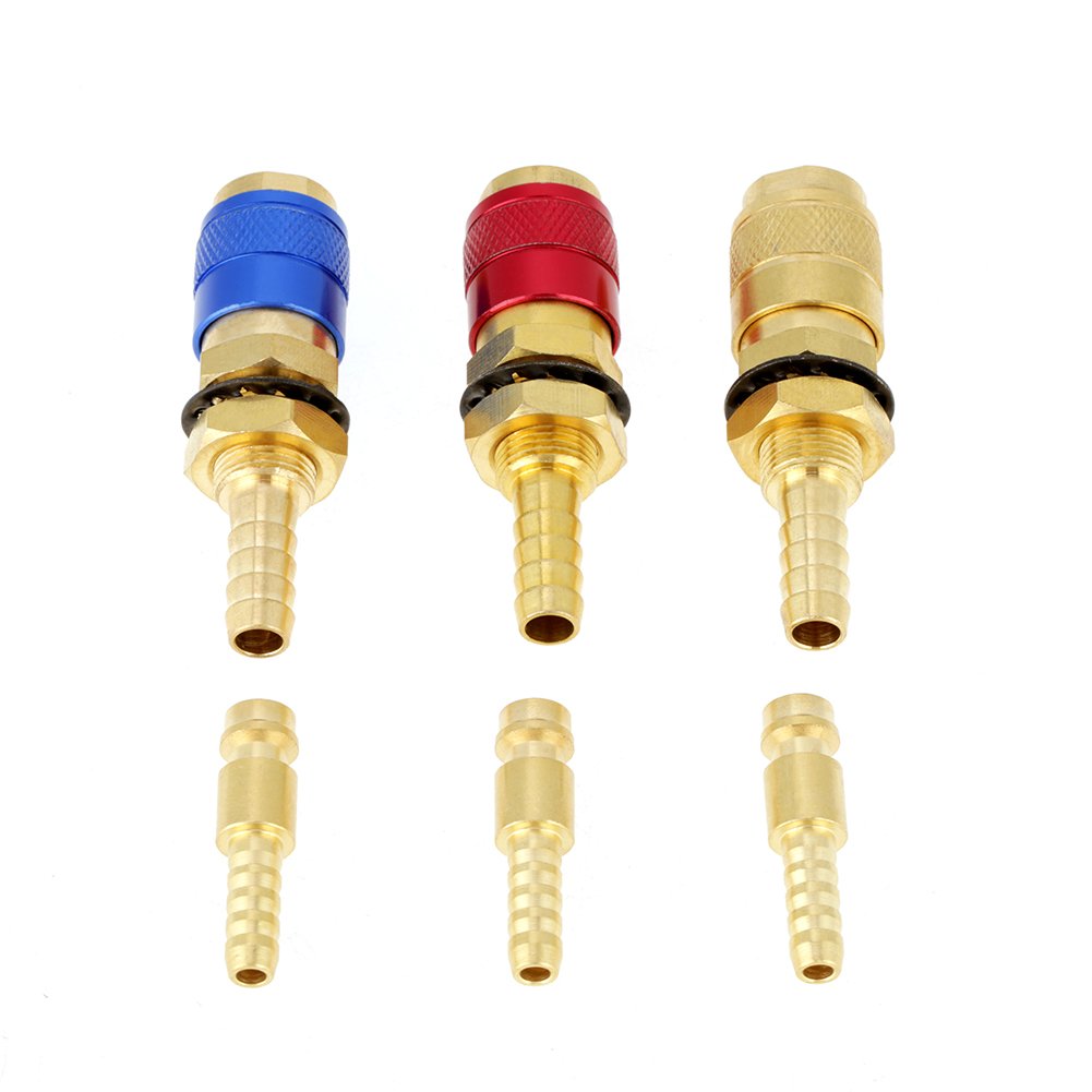 3Pcs Quick Connect Fittings Hose Connector 8mm Water Cooled & Gas Adapter M8 Brass Quick Connector for TIG Welding Torch Between Welding Torch and Welding Plug