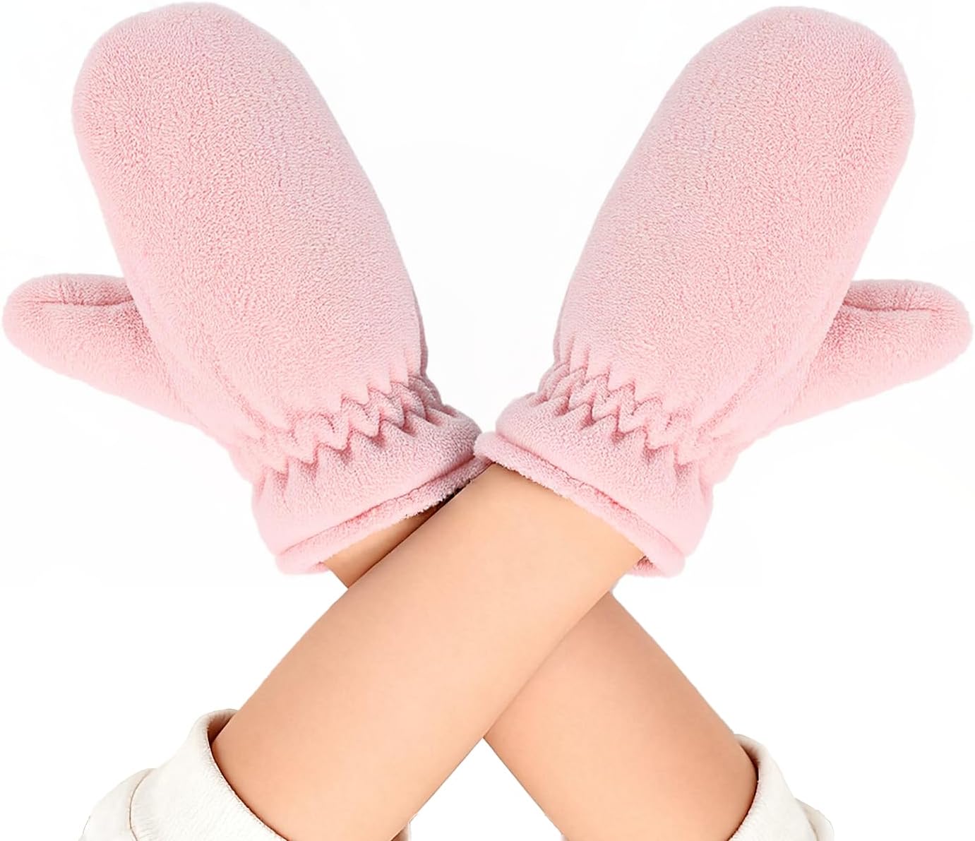 Kids Winter Warm Fleece Mittens with Anti Loss Clip, Cozy Soft Thermal Plush Lined Snow Ski Mittens for Cold Weather