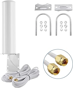 High Gain 10-12dBi Dual SMA Male 698-2700 MHz 3G/4G LTE Omni-Directional Outdoor Pole/Wall Mount Antenna for Mobile Cell Phone Cellular 4G LTE Router Modem Gateway