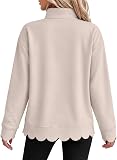 Generic Womens Sweatshirt Scalloped Stand Collar Cute – Charming Scalloped Edge Details