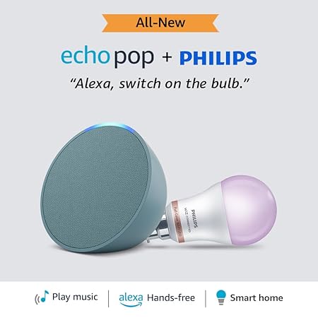Echo Pop (Green) Combo with Philips 9W Smart Color Bulb