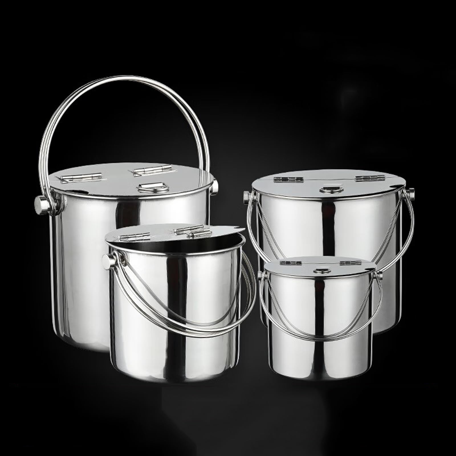 Cubo de hielo de acero inoxidable engrosado con tapa abatible y asa de transporte Cubo de hielo de metal para fiestas familiares y empresariales Cubo de hielo para bebidas Cubos de champán Cubos