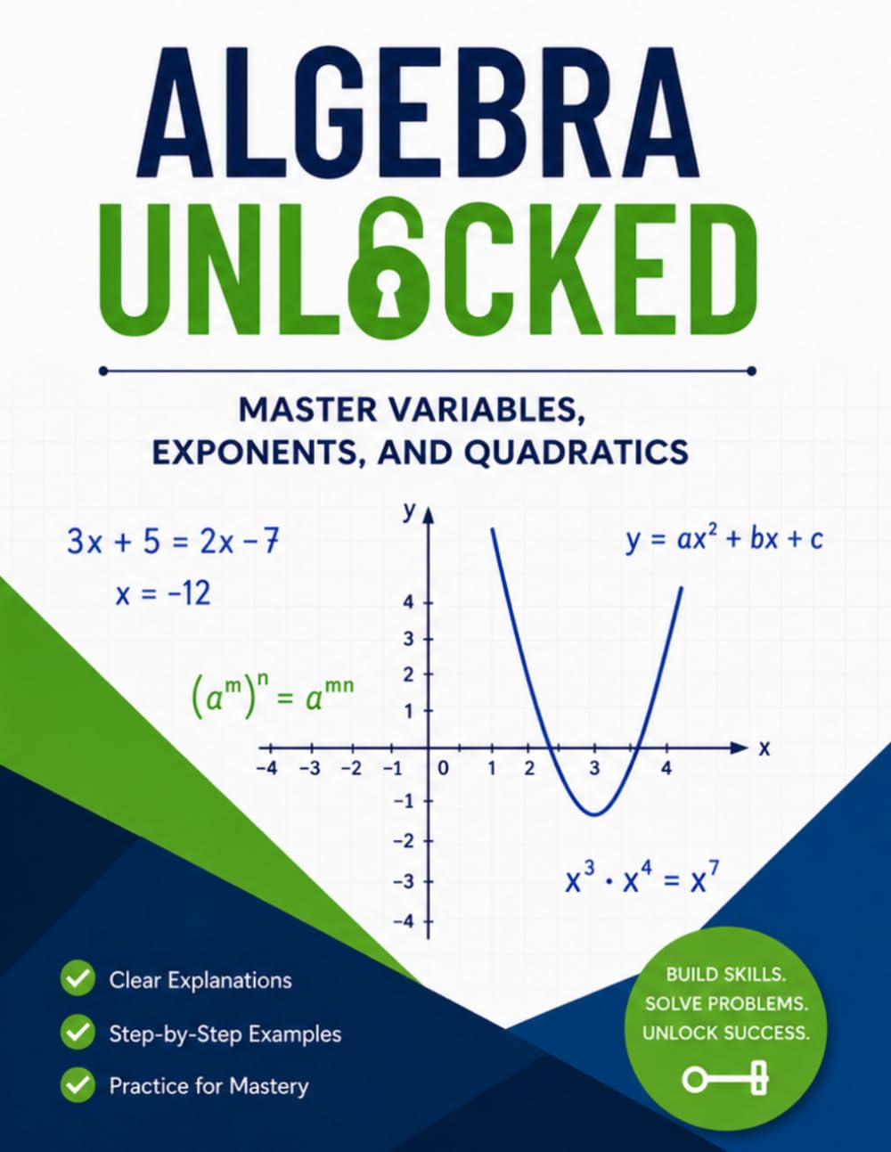 Algebra Unlocked: Master Exponents, Variables and Quadratics