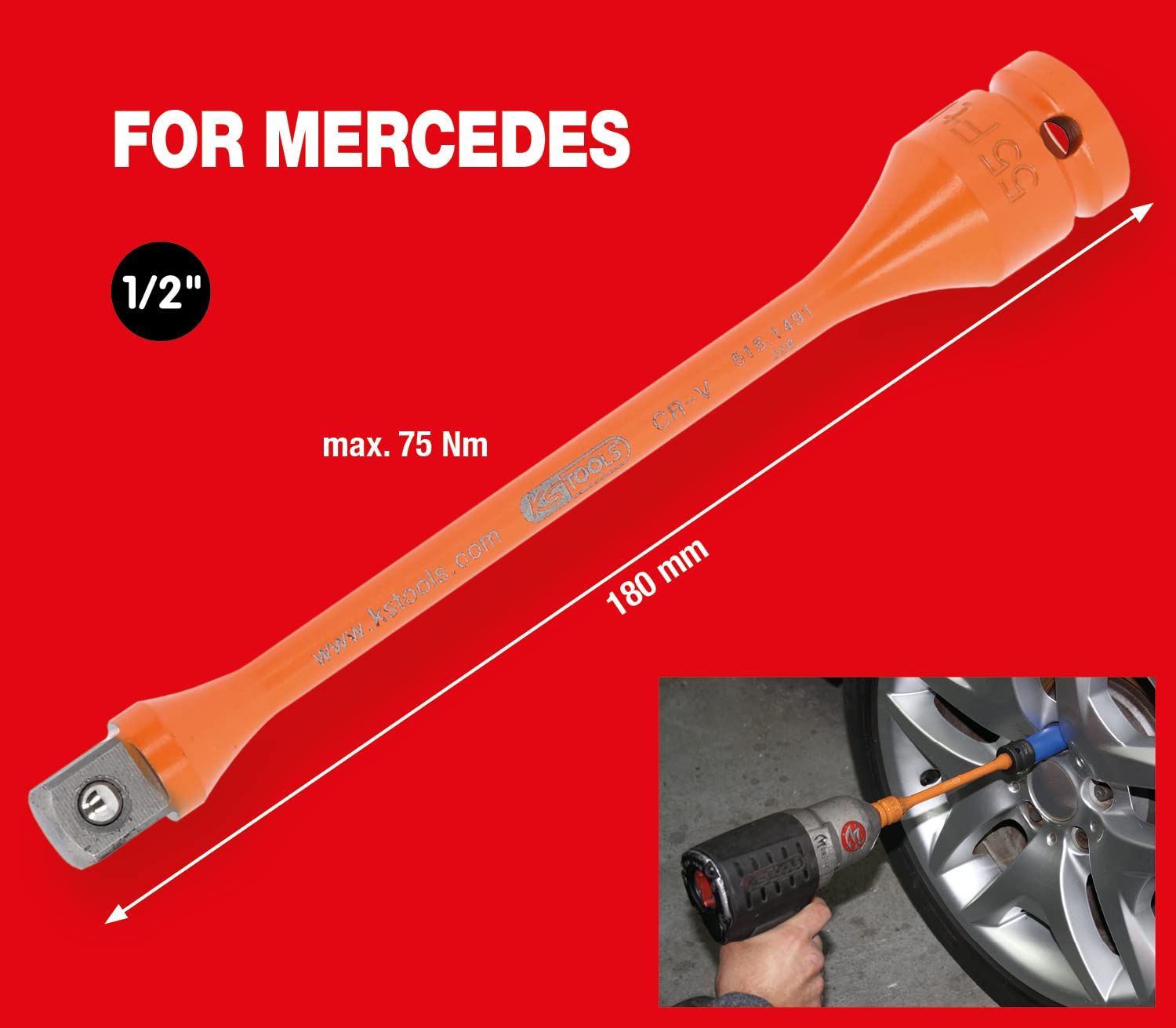 KS Tools 515.1491 1/2" przedłużka siły skrętu, 75 Nm