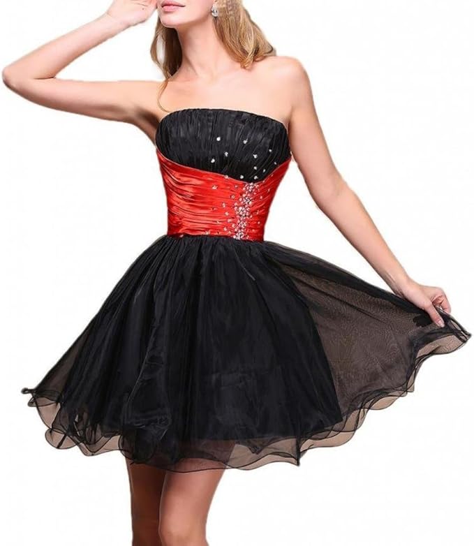 Dearta Women's ALine Strapless Sleeveless Short/Mini Cocktail Dresses