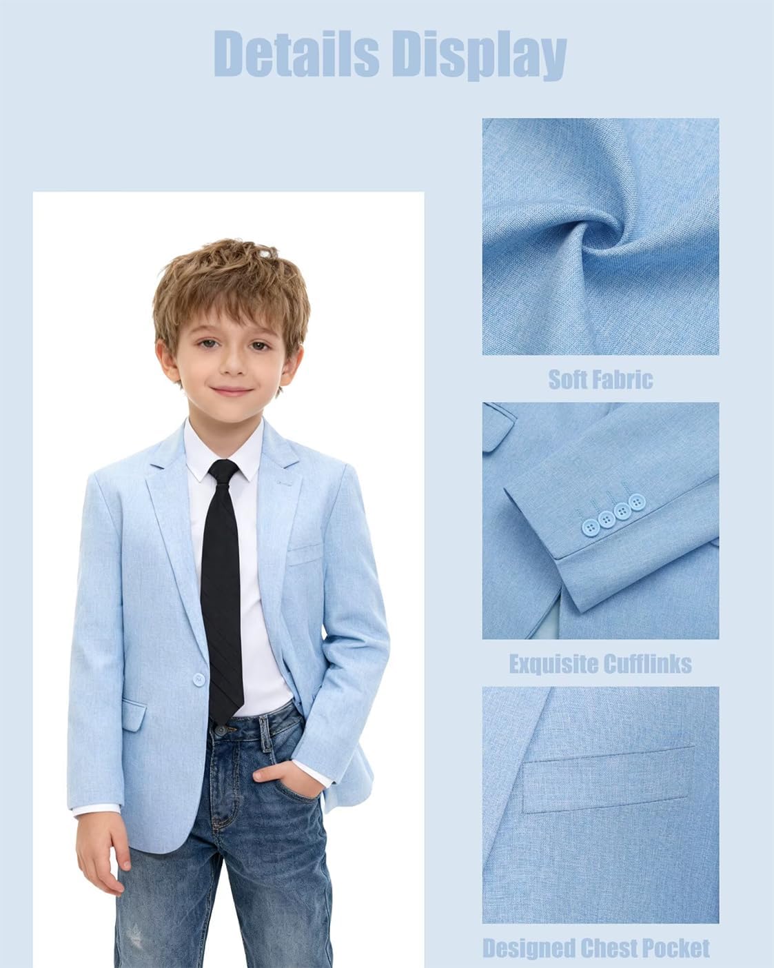 Boys Blazer Lightweight Casual Jacket Kids Coat for Daily Wear | Boys blazers kids sport coat toddler blazer classic suitable daily school party prom, flap pocket, notched collar, one button