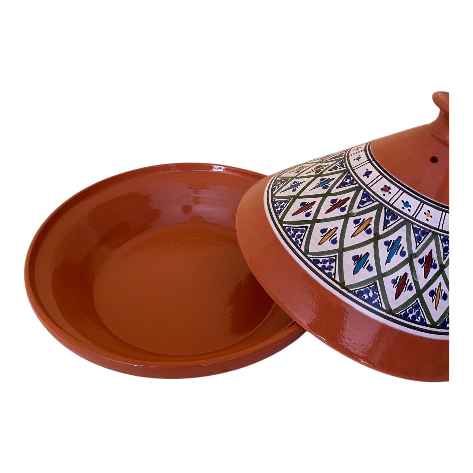 La Maison Unique: Tajine Terracotta Marocchina Tunisina Diametro 32cm Pentola a Pressione Con Coperchio Piatto Etnico Marocchino Cucina Salutare - Qualità Premium - Verde