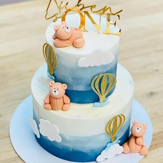 3Pcs Teddy Bears Cake Topper Christening Decoration 3D Edible Fondant Figures Great for Kids Boy Girl Birthday Baby Shower Easy to Use