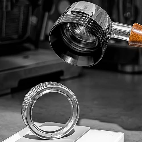 Miniatura 10 de Embudo dosificador de café expreso de 2.008 in, anillo de dosificación de café de acero inoxidable compatible con la serie Portafilter de 2.008 in