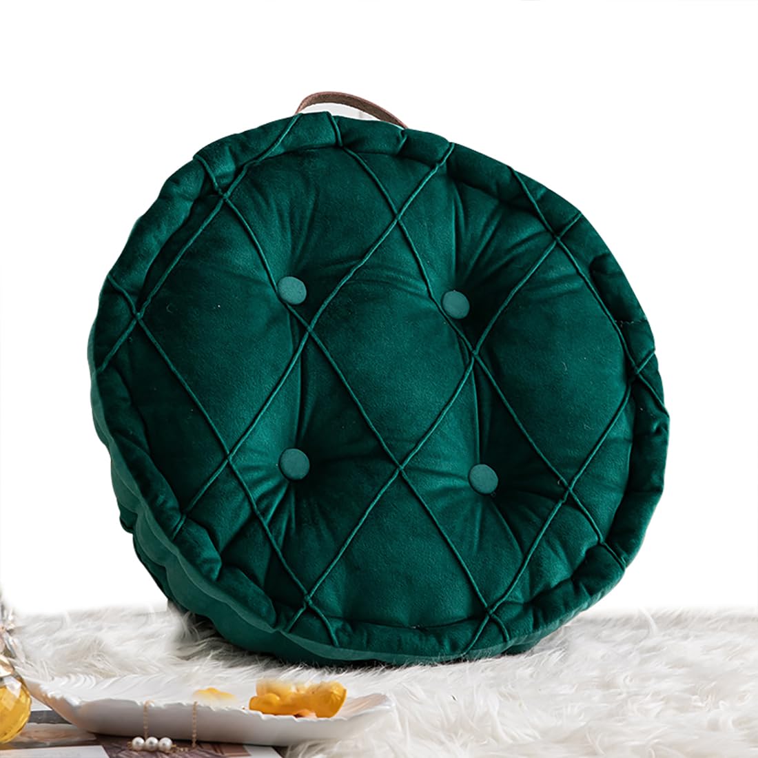 VHJdtE Seat Cushion, Round Solid Color|Stylish Floor Pad Sofa Backrest Pillow|Soft Thicken Seat Pads For Office(Dark Green)