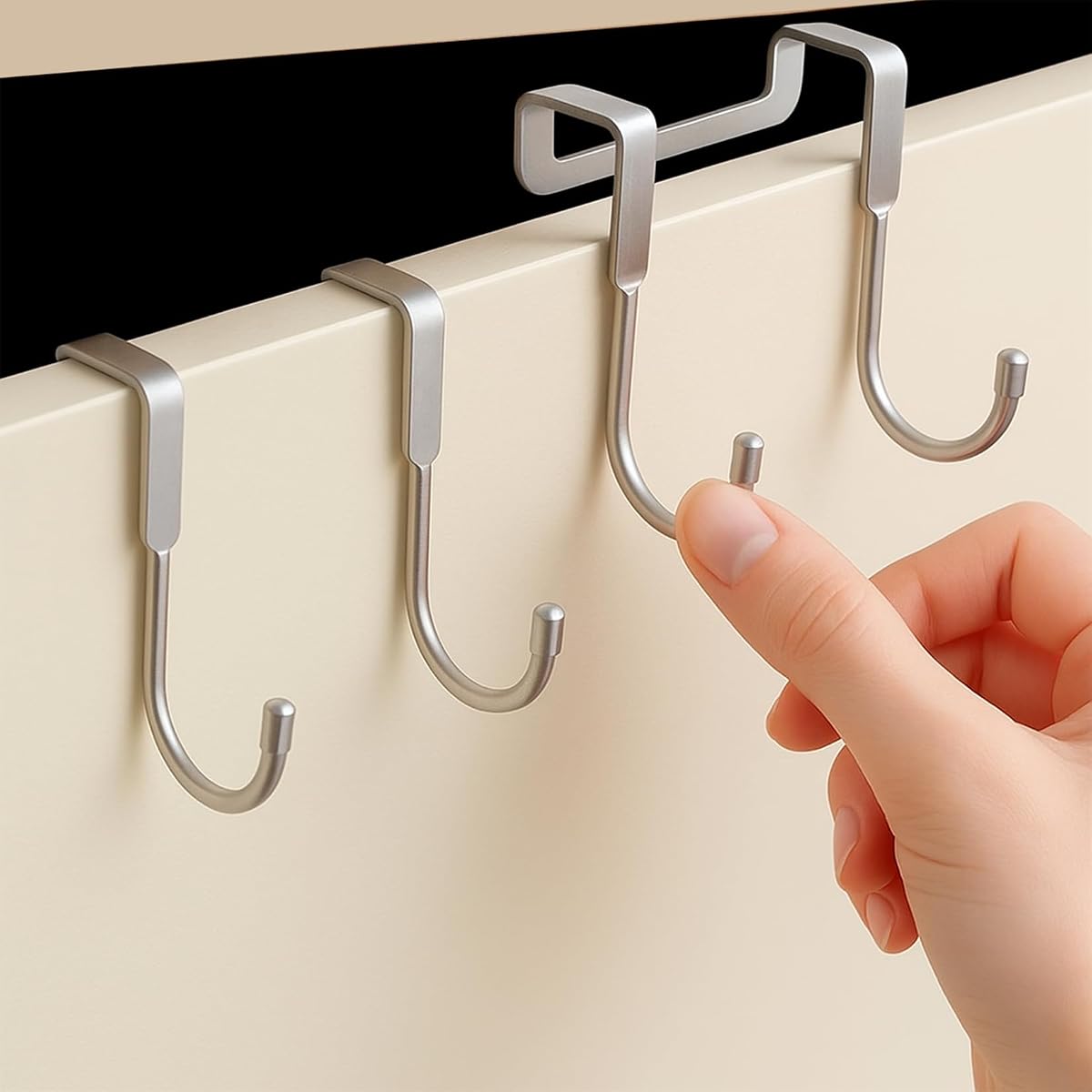 3 Pcs Over Cabinet Hooks, Over The Door Cabenit HooksJ-Shaped, Wall Kitchen Towel Hooks for Cabinets Closet Wardrobe Door Drawer Hook Bathroom Hanging Coat Clothes Bags