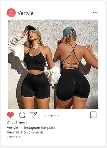 Vertvie Sports Bras For Women Cross Back Strappy Wireless Padded Bra Seamless Workout Tank Tops Backless Yoga Bra(Black,S) #TOP3