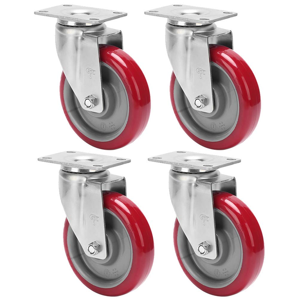 GBRJUYF Heavy-Duty Universal Casters with Brakes 500kg Load Capacity 4-Piece Set 360° RotationPolyurethane Rubber Wheels for Smooth Transport