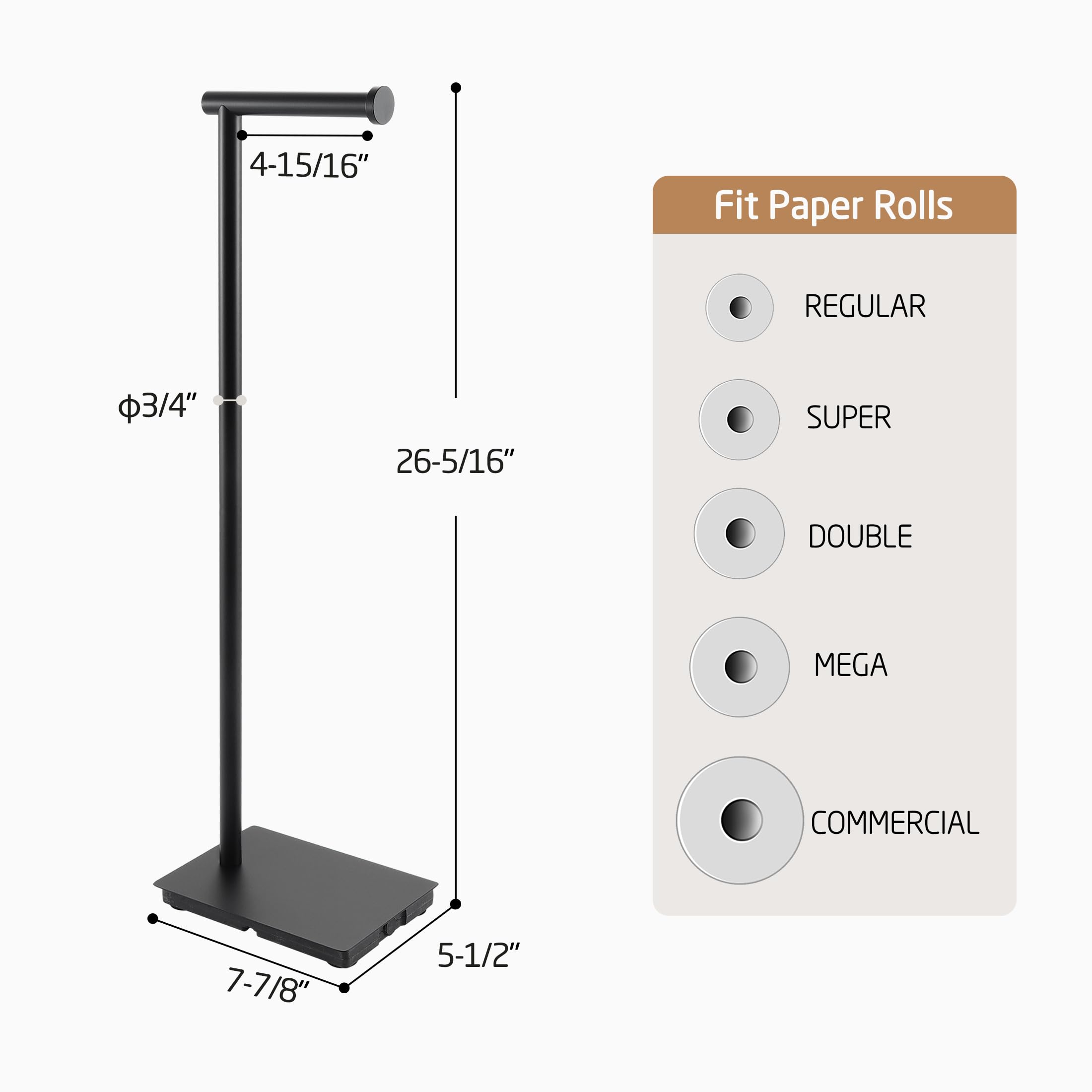 KES Freestanding Toilet Paper Holder Stand with Weighted Base, Black, 26" — Amazon image 5