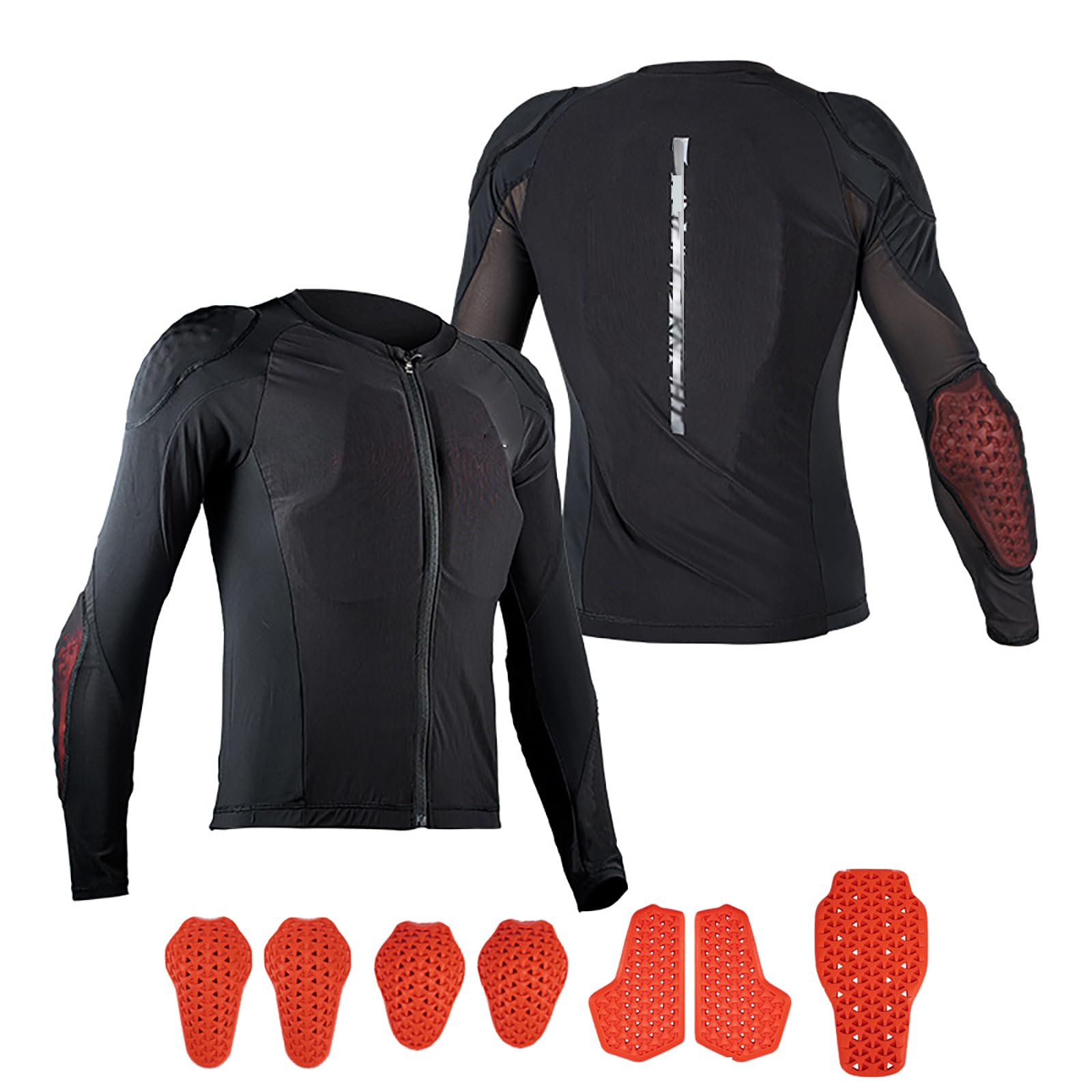 Maglia Protettiva Da Moto Uomo E Donna - Strato Base Con Protezioni Rimovibili Certificate CE - Armatura Traspirante Ideale Per Turismo Uso Urbano E Guida Su Strada,Black-S
