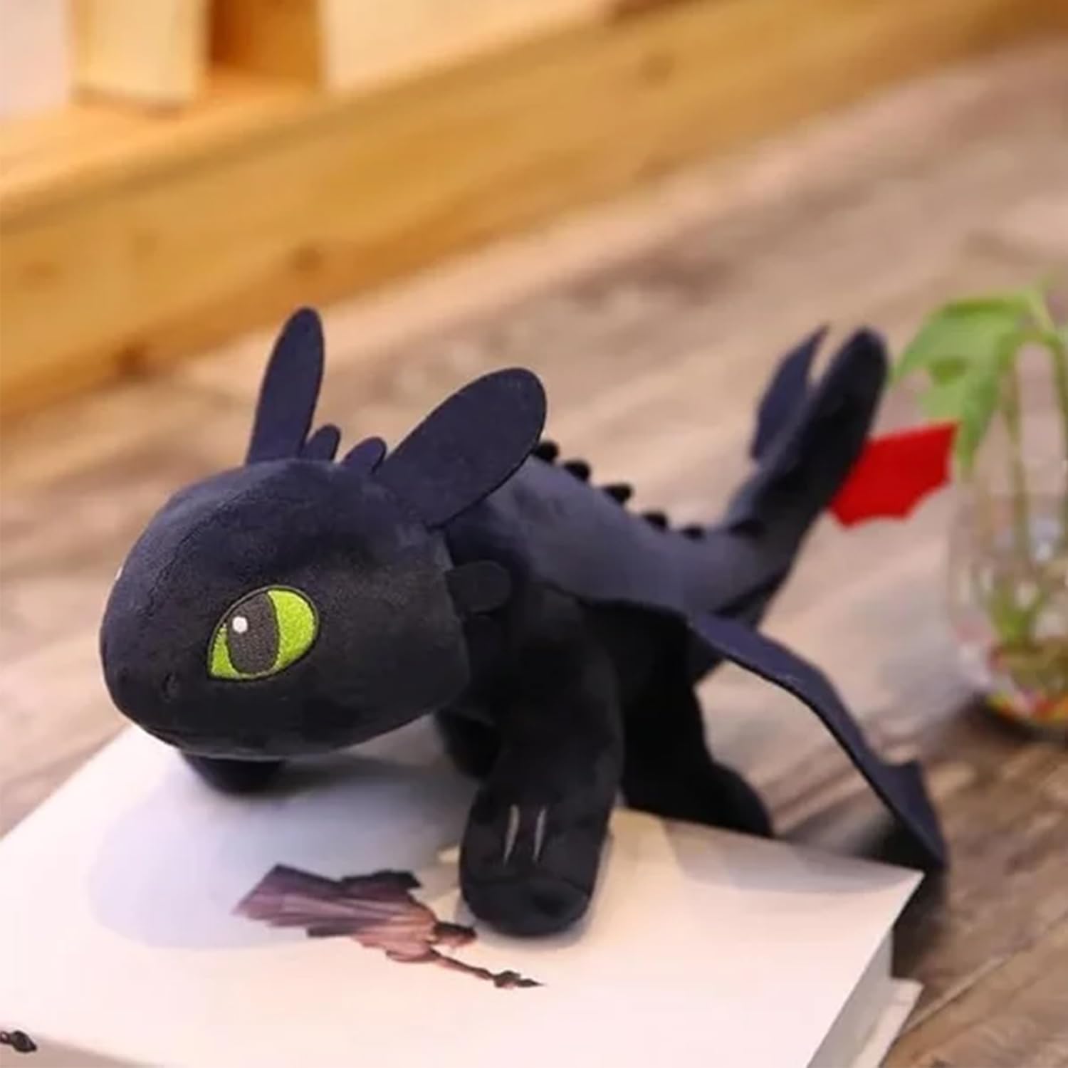 Dragon Car Accessory, Cute Plush Toy, Little Dragon Doll Helmet Suction Cup, Motorcycle roof sunroof Decoration for Movie Lovers, Kids and Fans Gifts (For sunroof(BLACK), 13.8INCH)