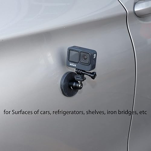 Miniatura 5 de PellKing Soporte magnético para cámara GoPro Insta360 Akaso DJI Action, con cabezal de bola de rotación, revestimiento de goma súper fuerte, imán de