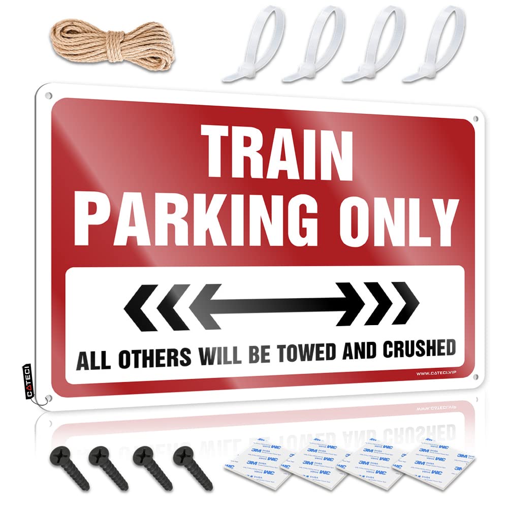 KRAZMURONGD Man Cave Signs Vintage Funny Train Parking Only Tin Sign Cheers Tin Sign Funny Sign Decor