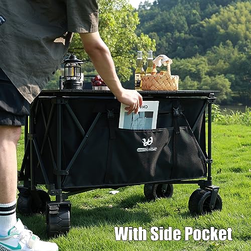 Whitsunday Folding Collapsible Wagon, Heavy Duty Beach Wagon Cart, Extra Large Utility Camping Park Wagon Cart with Aluminum Table Plate and All Terrain Wheel - Thumbnail 3