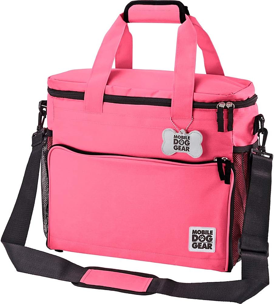 Mobile Dog GearWeek Away Airline Approved Dog Travel Bag (15"x7"x14", Pink) - Includes 2 Pet Food Storage Containers + 2 Collapsible Dog Water Bowls