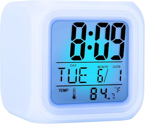 Reloj despertador para niños, despertador digital con repetición, luz nocturna de 7 colores, reloj despertador para niños, reloj digital despertador