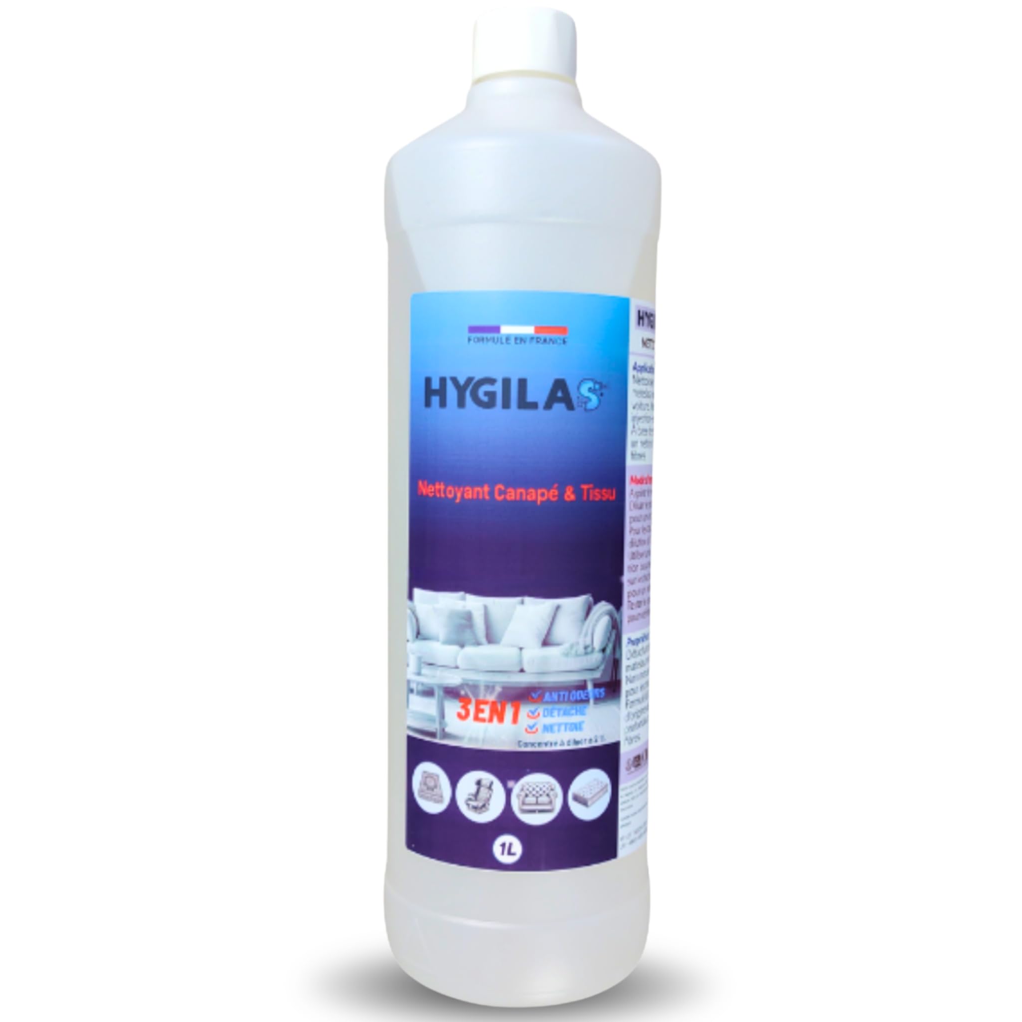 HYGILAS Limpiador de Sofás y Tejidos Profesional 1L - Concentrado para Diluir - Compatible con Inyección/Extracción y Máquinas de Limpieza - Colchones, Alfombras, Moquetas y Tapicería