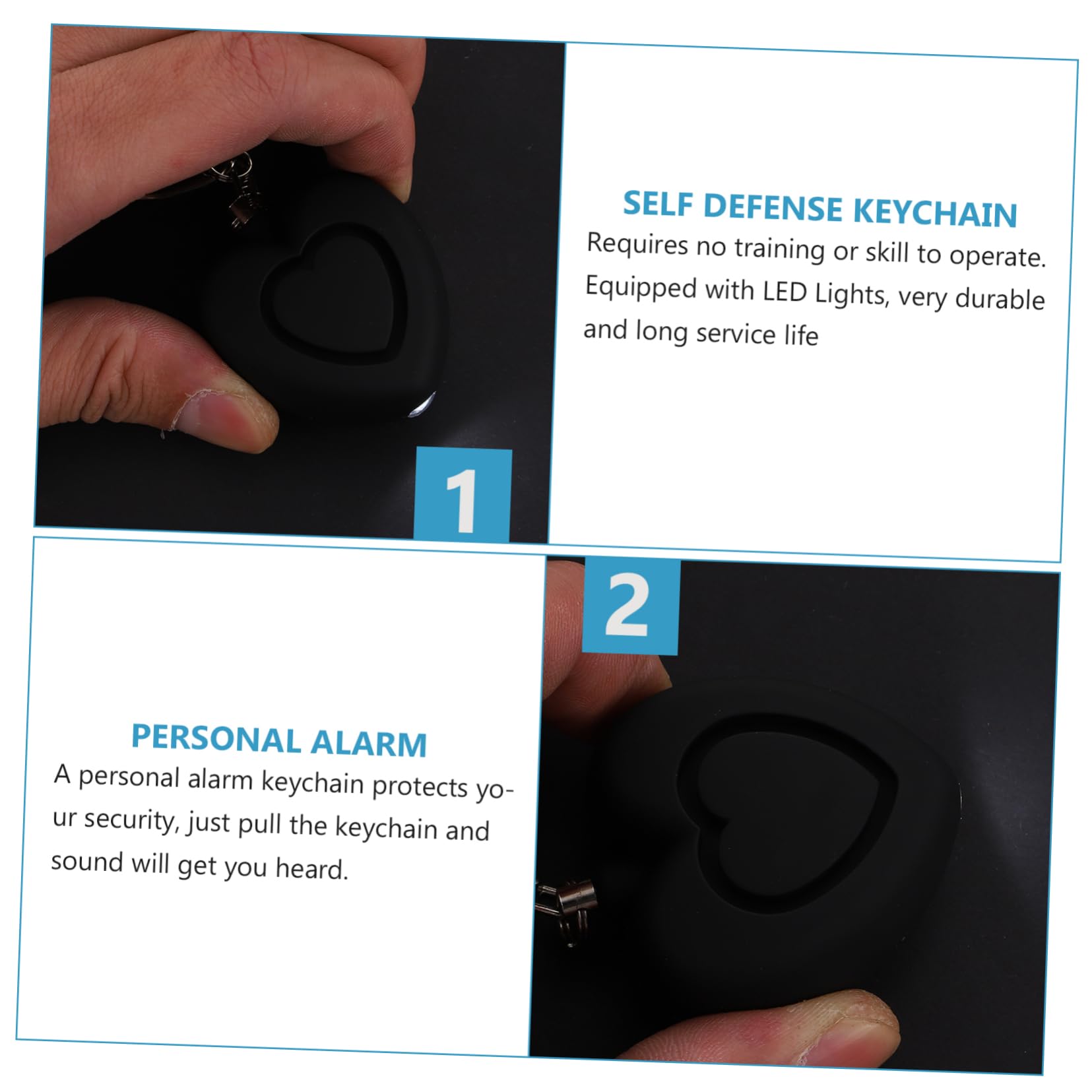 HEMOTON 4piezas Alarma Personal Forma De con Luz Led Llaveros De Seguridad para Mujeres Protección Portátil para Emergencias y Seguridad Personal