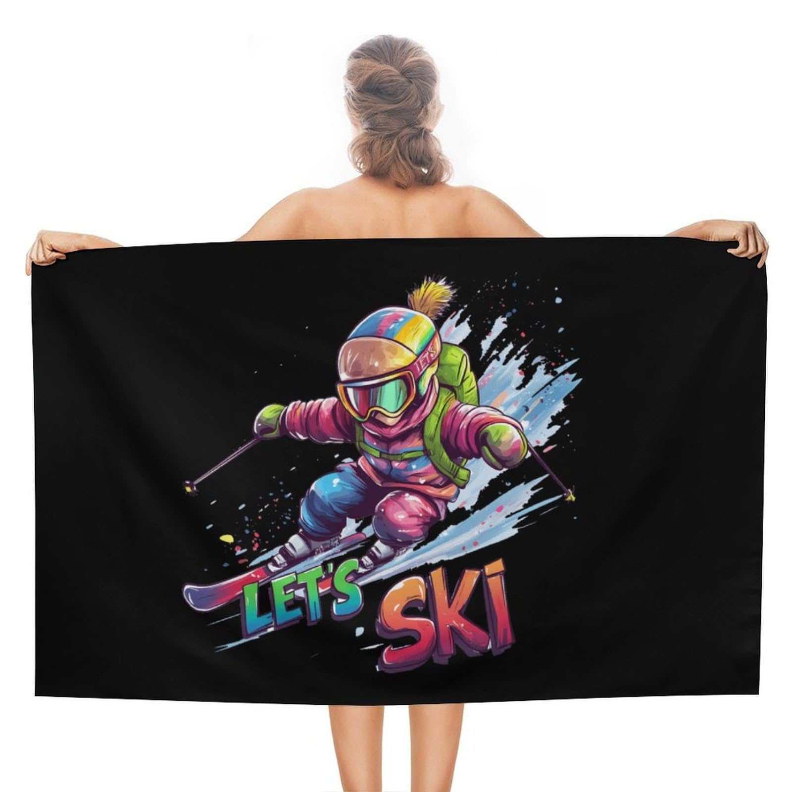 CGSBNGHA Ski Skiing Sports Beach Towels Soft Bathroom Bath Pool Swim Towels for Women Men