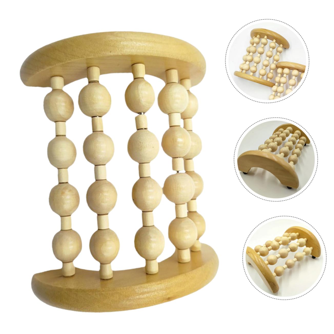 FRCOLOR 4 cojines de masaje para pies, masajeador de pies, portátil, rodillo de masaje de madera, masajeador de, pies, herramienta de presión de mano, rueda de desplazamiento pequeña