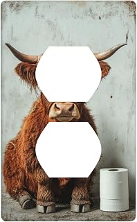 Highland Cow Toilet Paper Roll Vintage Outlet Cover Light Switch Cover Decorative 1 Gang Wall Plate For Kitchen Room Bathroom Size 4.5" X 2.75"