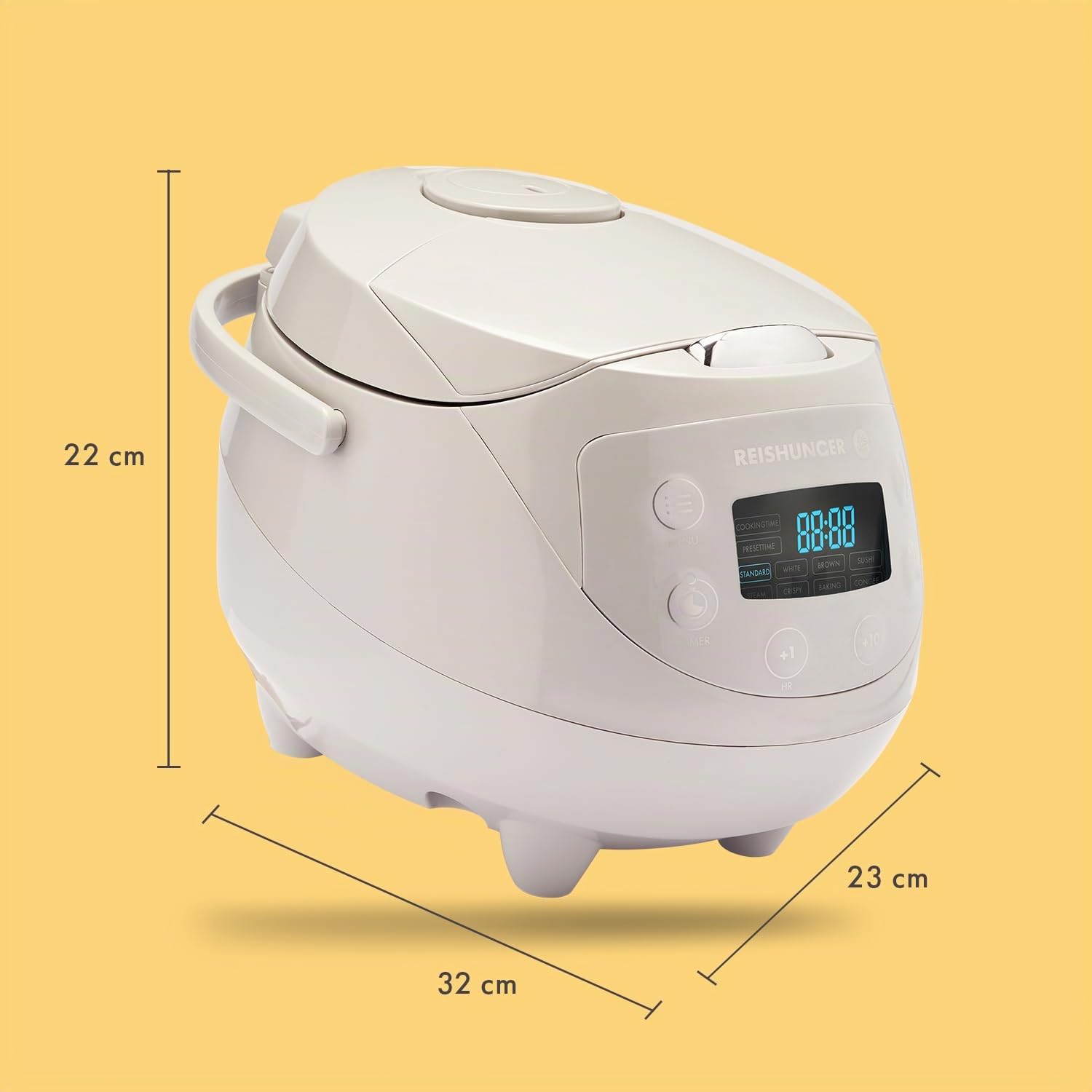 Reishunger Mini Auto Cuiseur Riz (rice cooker) Japonais et Cuiseur Vapeur Gris avec la Fonction de Maintien au Chaud et Bol en Céramique, dont Cuillère et Tasse à Mesurer – 0,6 l pour 1-3 personnes