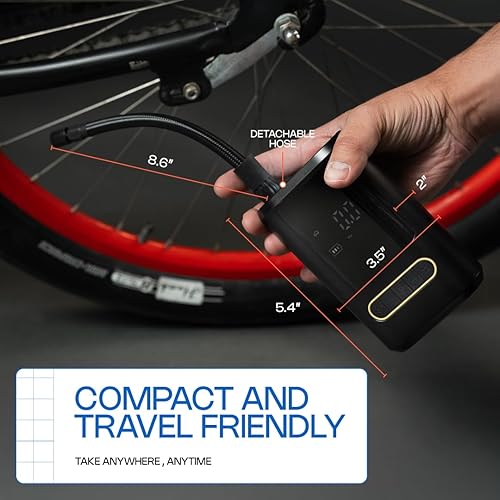 Miniatura 4 de Compresor de aire portátil para bicicleta Bomba portátil para bicicleta + bomba de neumático de aire Inflador de neumáticos compacto y potente