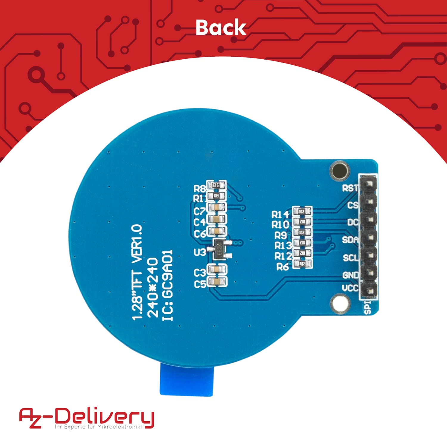 AZDelivery GC9A01 1.28 Pollici Rotondo TFT Display per Arduino