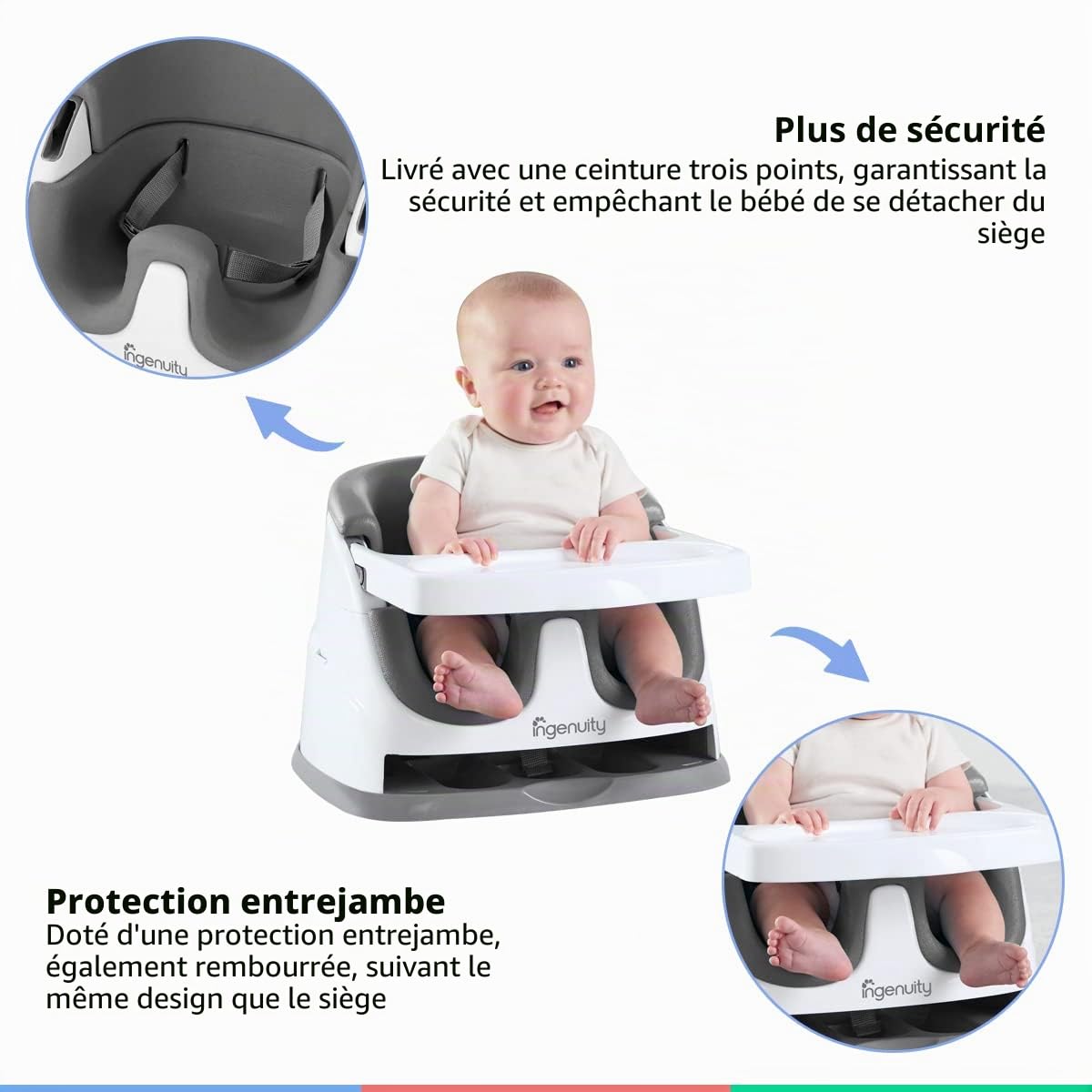 Ingenuity, Baby Base 2-en-1 Siège Rehausseur - Ardoise