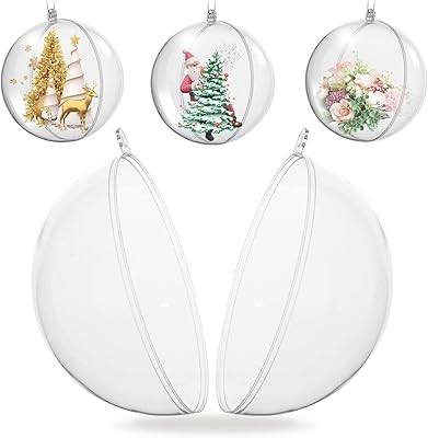 Koogel 20PCS Large Clear Ball Ornaments, 4inch Fillable Christmas Balls Shatterproof Ornament Baubles for DIY Crafts Christmas Wedding Party Decor