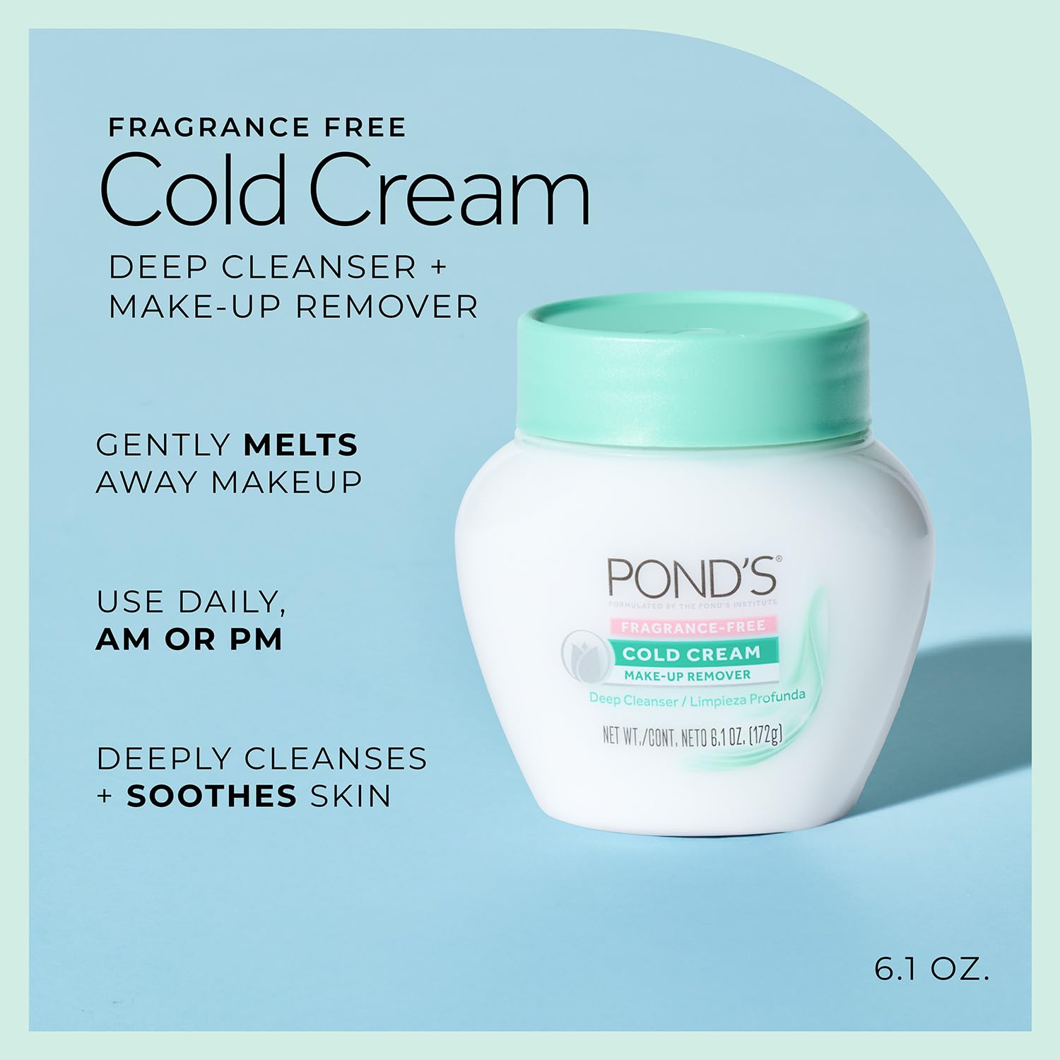 Ponds Crema fría removedor de maquillaje sin fragancia, 6.1 onzas (paquete de 2)