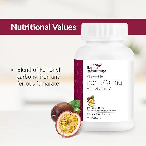 Miniatura 5 de Bariatric Advantage Hierro masticable 29 mg para pacientes de cirugía bariátrica Vitamina C Sin sabor metálico Suplemento de fumarato ferroso y