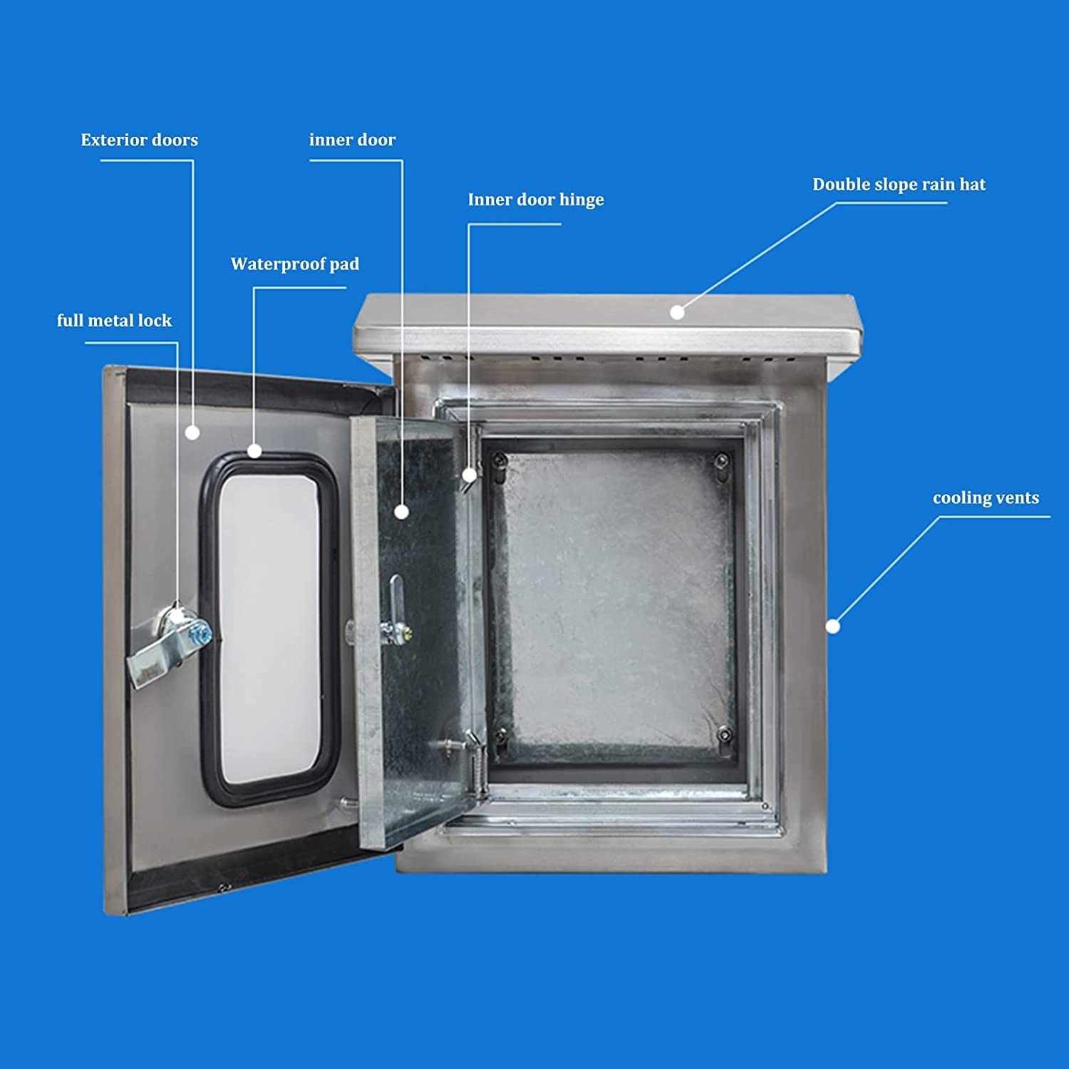 Cajas de empalmes eléctrica Caja Eléctrica For Exteriores De Acero Inoxidable, Caja De Conexiones Con Cerradura Impermeable For Interiores Y Exteriores, Caja De Distribución, Gabinete De Control De In