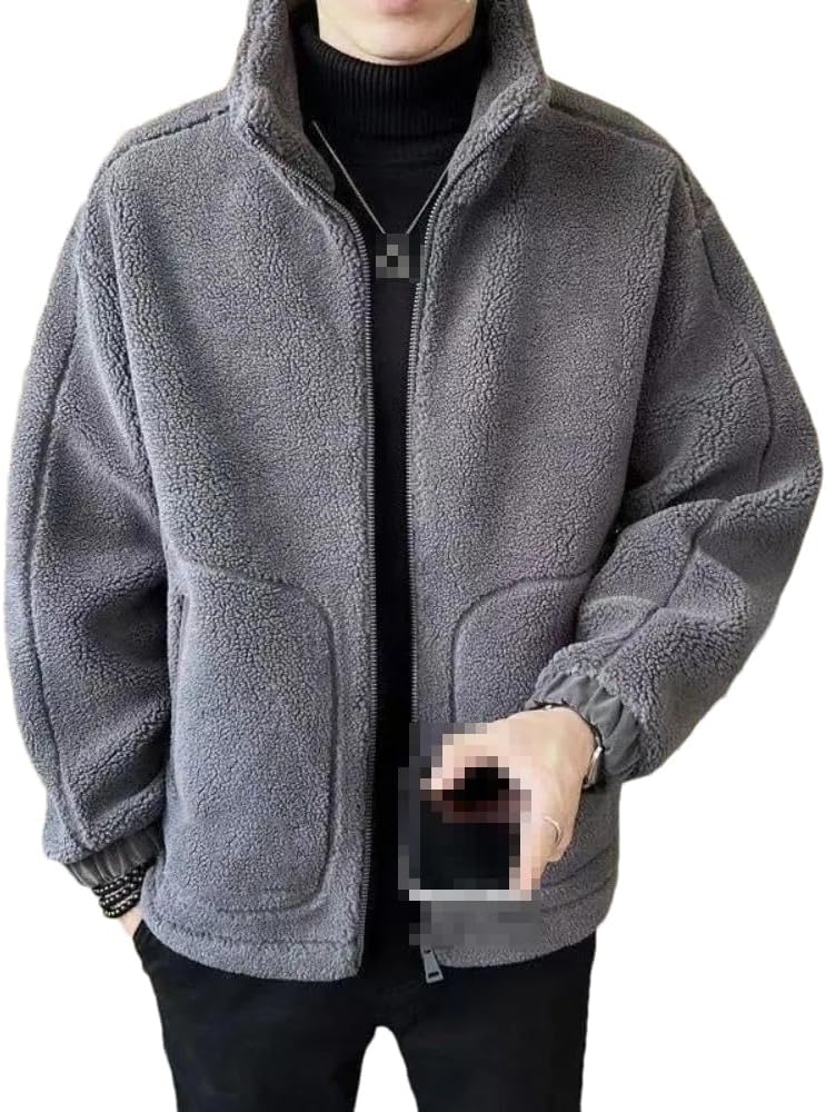 Dndrdhfb Men's Lamb Wool Coat Autumn And Winter Thickened Casual