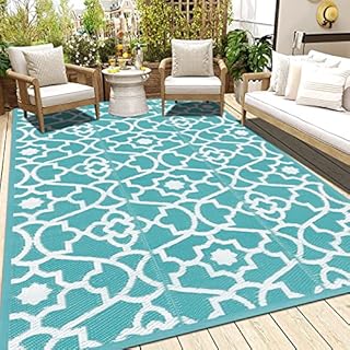 Enyhom Outdoor Rug Waterproof, 180x270cm Large Reversible RV Camping Mat, Plastic Straw Rug UV Resistant Garden Rug, Recycled Lightweight Portable Picnic Area Rug for Porch Backyard BBQ Beach