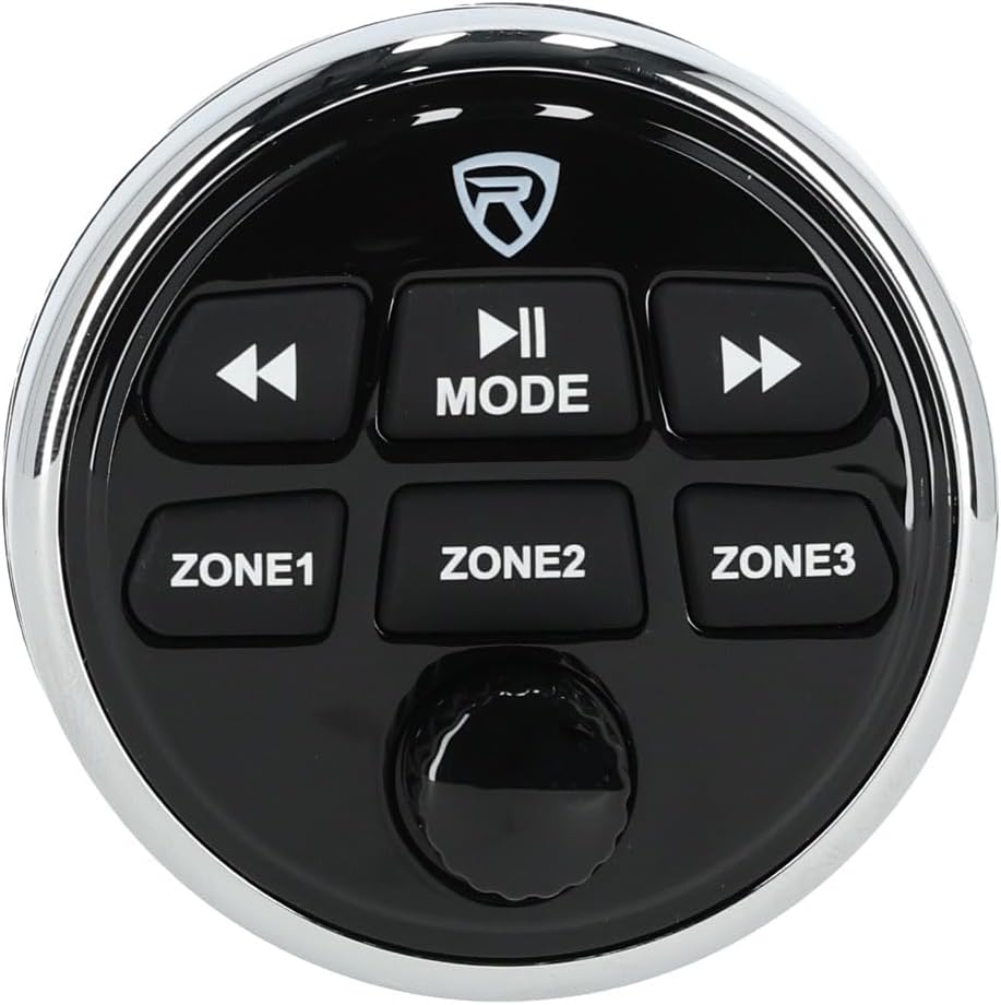 Rockville RGHR48A Marine Radio Gauge Hole Receiver w/ 4 Zones, 72W x4 Amplifier, 3" Color Display, Bluetooth, USB, Wired Remote, App Control, Waterproof, Perfect for Boats & Powersports