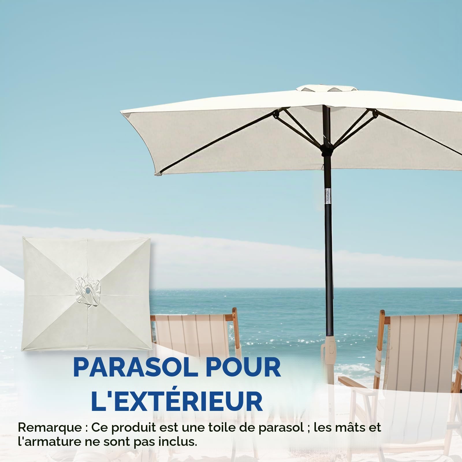 Toile de Rechange pour Parasol, Housse de rechange pour parasol pour jardin