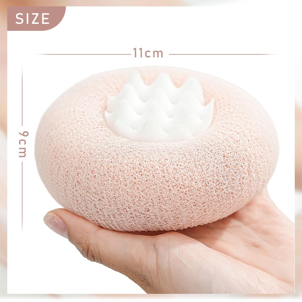 Bola de baño con ventosa de girasol súper suave, esponja de baño corporal exfoliante 3D para adultos y niños, mujeres y hombres, esponja de malla agradable a la piel, cepillo de limpieza de ducha
